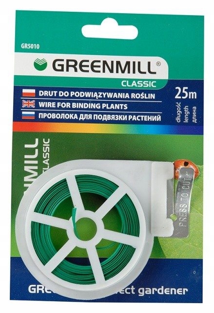 Drut ogrodniczy płaski powlekany PCV 25 m, GR5010 Greenmill Drut ogrodniczy płaski powlekany PCV 25 m, GR5010 Greenmill