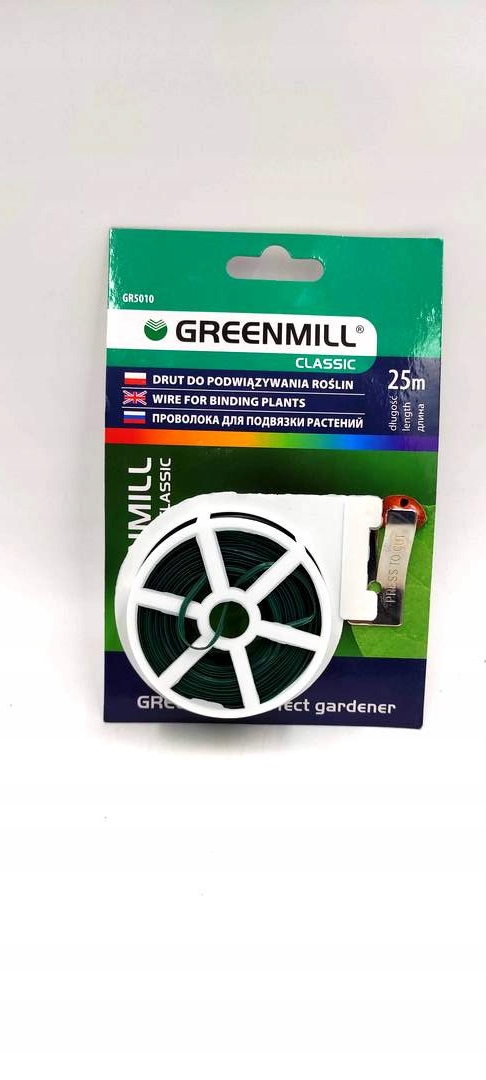 Drut ogrodniczy płaski powlekany PCV 25 m, GR5010 Greenmill Drut ogrodniczy płaski powlekany PCV 25 m, GR5010 Greenmill