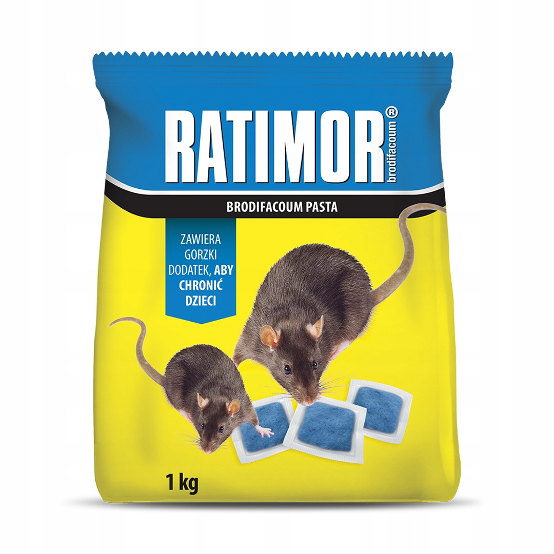 Ratimor trutka na myszy i szczury pasta niebieska 1 kg 50ppm, Brodifakum Ratimor trutka na myszy i szczury pasta niebieska 1 kg 50ppm, Brodifakum