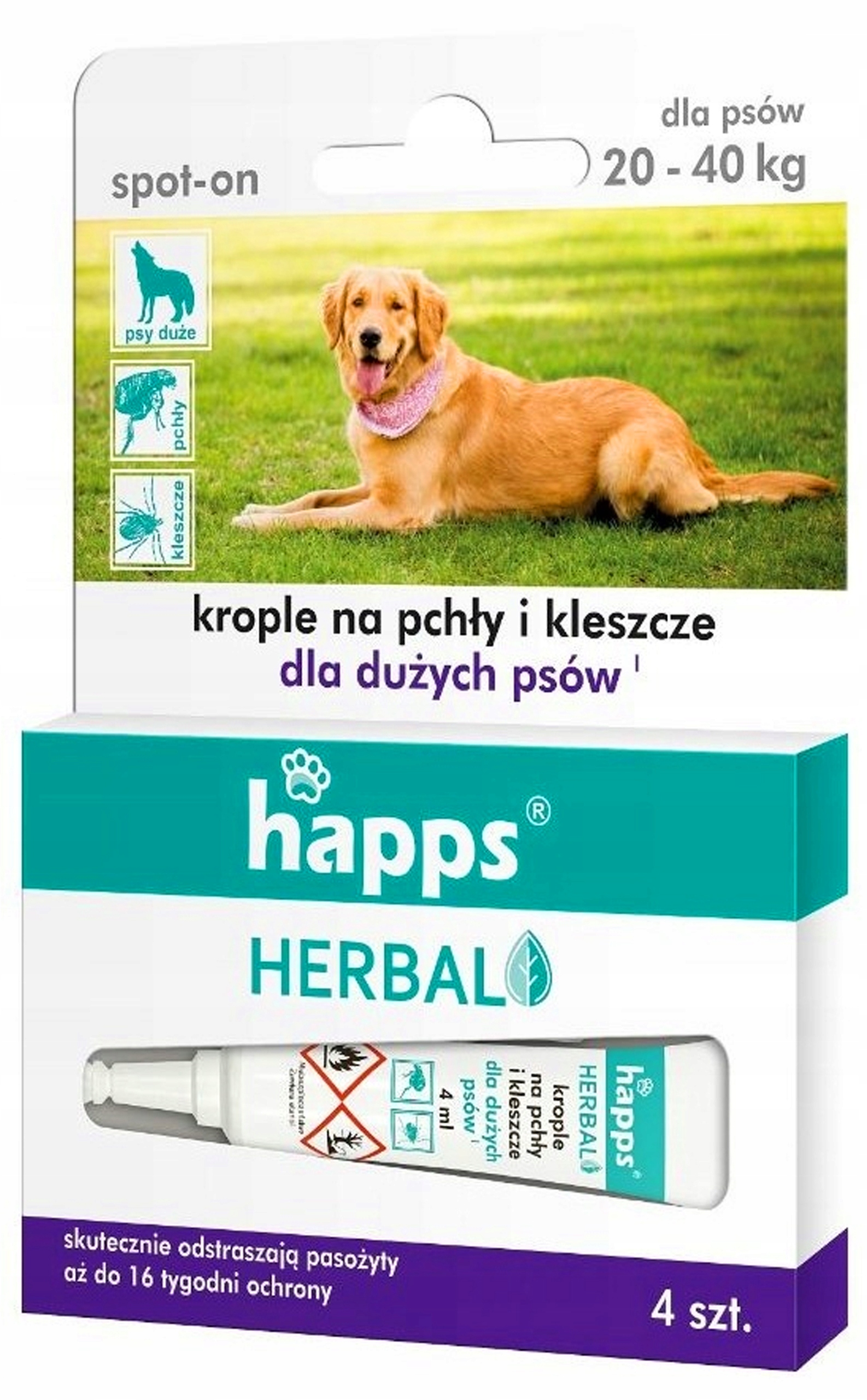 Happs krople 16ml na pchły i kleszcze psy 20-40kg zwalczanie pasożytów Bros Happs krople 16ml na pchły i kleszcze psy 20-40kg zwalczanie pasożytów Bros