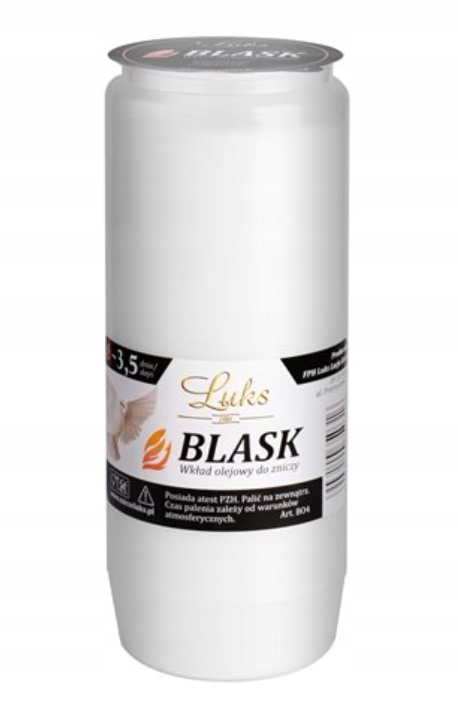 Wkład tradycyjny olejowy do zniczy BO4 Luks 14 cm czas palenia 3,5 dnia Wkład tradycyjny olejowy do zniczy BO4 Luks 14 cm czas palenia 3,5 dnia