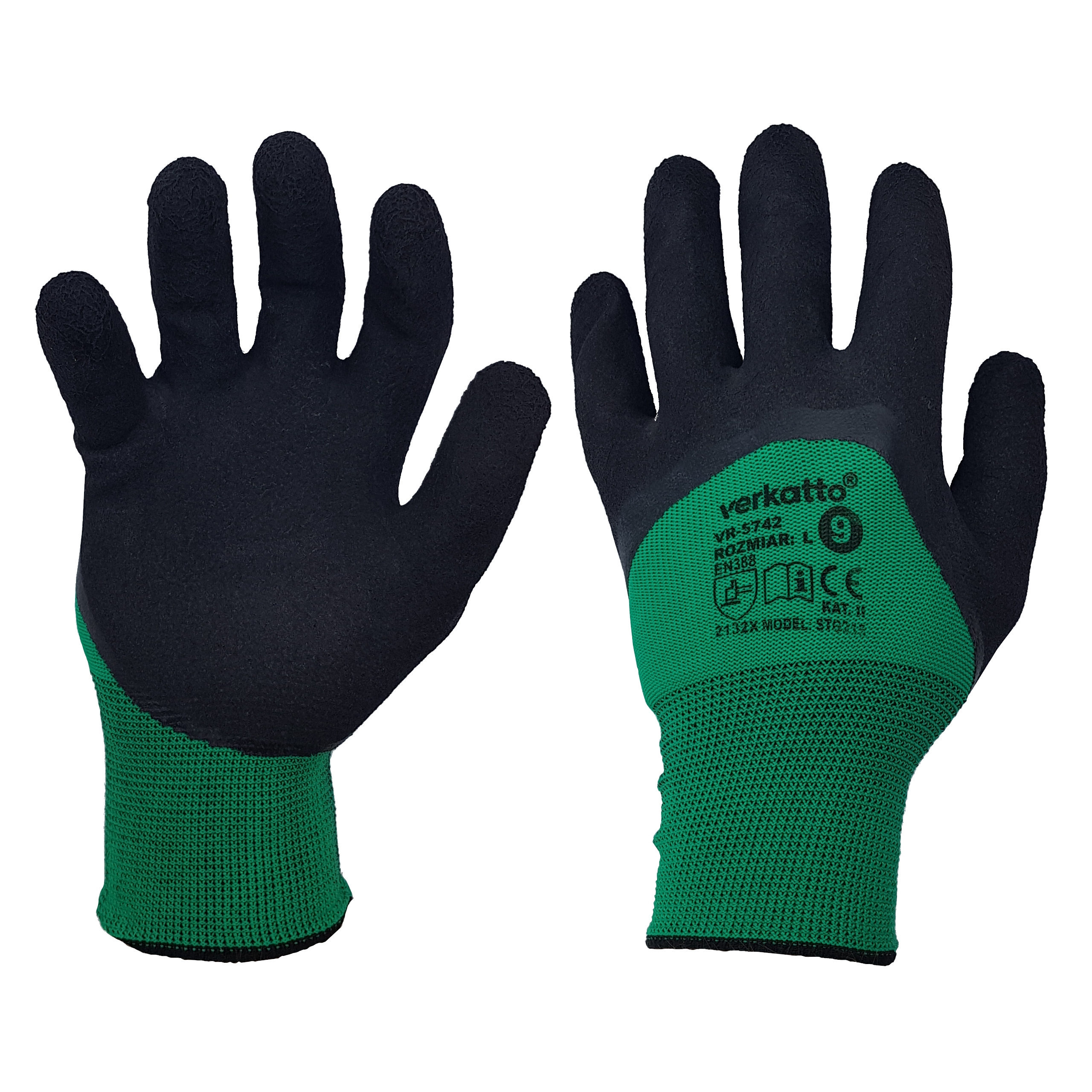 Rękawice robocze Latex cienkie zielone ogrodowe roz. 8 Rękawice robocze Latex cienkie zielone ogrodowe roz. 8
