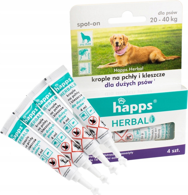 Happs krople 16ml na pchły i kleszcze psy 20-40kg zwalczanie pasożytów Bros Happs krople 16ml na pchły i kleszcze psy 20-40kg zwalczanie pasożytów Bros