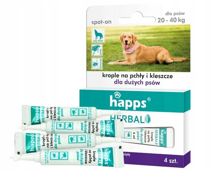 Happs krople 16ml na pchły i kleszcze psy 20-40kg zwalczanie pasożytów Bros Happs krople 16ml na pchły i kleszcze psy 20-40kg zwalczanie pasożytów Bros