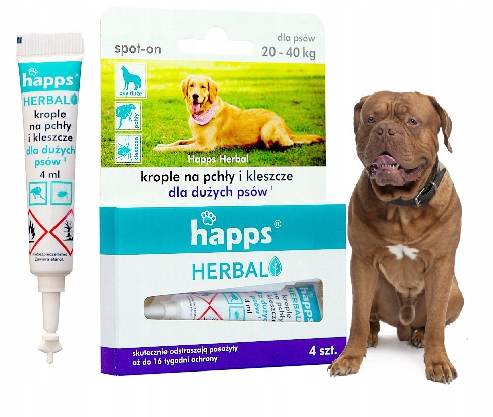 Happs krople 16ml na pchły i kleszcze psy 20-40kg zwalczanie pasożytów Bros Happs krople 16ml na pchły i kleszcze psy 20-40kg zwalczanie pasożytów Bros