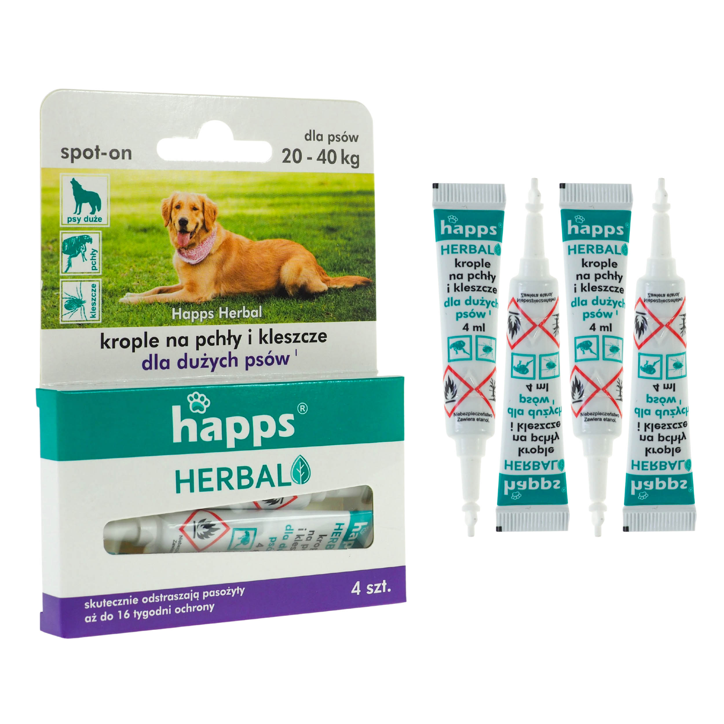 Happs krople 16ml na pchły i kleszcze psy 20-40kg zwalczanie pasożytów Bros Happs krople 16ml na pchły i kleszcze psy 20-40kg zwalczanie pasożytów Bros