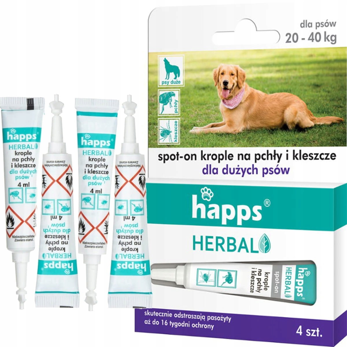 Happs krople 16ml na pchły i kleszcze psy 20-40kg zwalczanie pasożytów Bros Happs krople 16ml na pchły i kleszcze psy 20-40kg zwalczanie pasożytów Bros