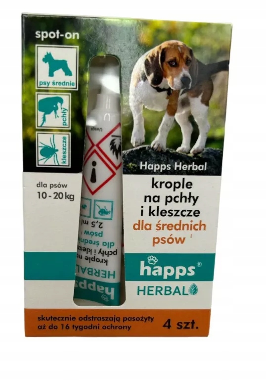 Happs krople 10ml na pchły i kleszcze psy 10-20kg zwalczanie pasożytów Bros Happs krople 10ml na pchły i kleszcze psy 10-20kg zwalczanie pasożytów Bros