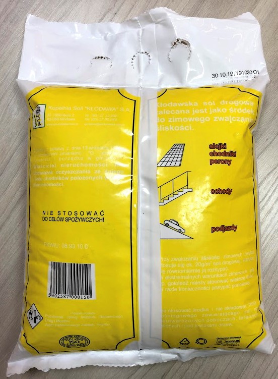 Sól drogowa Kłodawa 5 kg sól do posypywania chodników, na gołoledź Sól drogowa Kłodawa 5 kg sól do posypywania chodników, na gołoledź