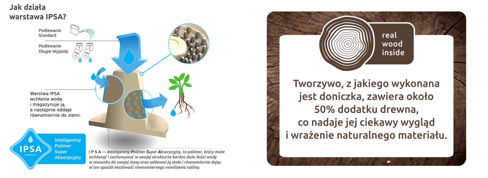 Doniczka podłużna DELTA 300 WOOD A4 Brąz, system IPSA Doniczka podłużna DELTA 300 WOOD A4 Brąz, system IPSA