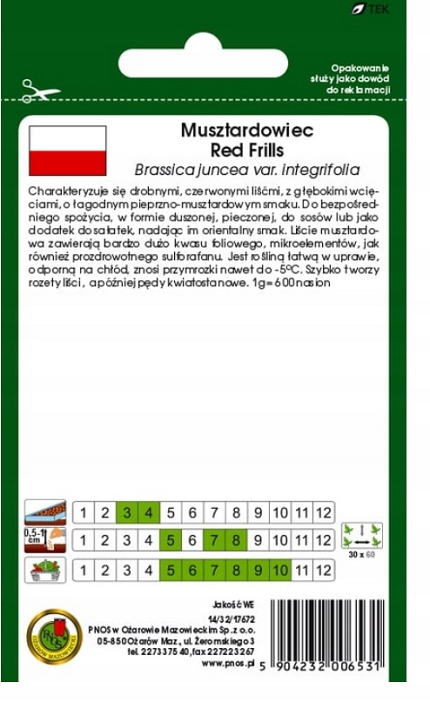 Nasiona Musztardowiec Pnos Red Frills 0,5 g Gorczyca Sarepska Nasiona Musztardowiec Pnos Red Frills 0,5 g Gorczyca Sarepska