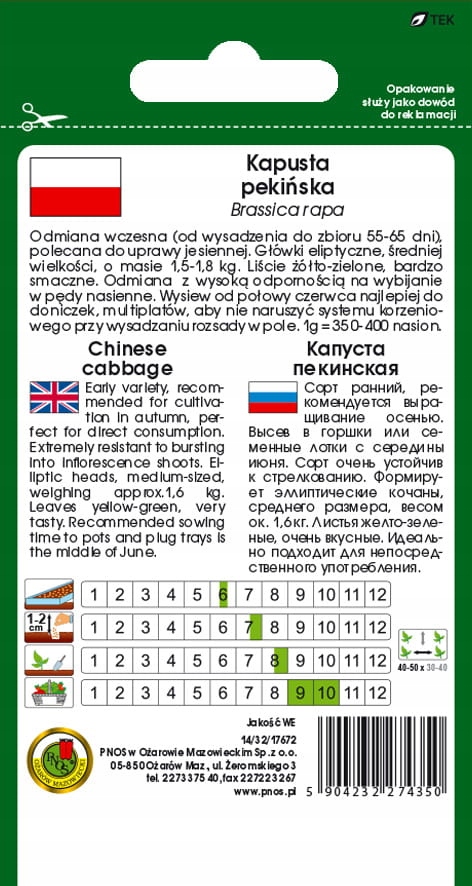 Nasiona Kapusta pekińska wczesna Capitol F1 0,5 g PNOS Nasiona Kapusta pekińska wczesna Capitol F1 0,5 g PNOS