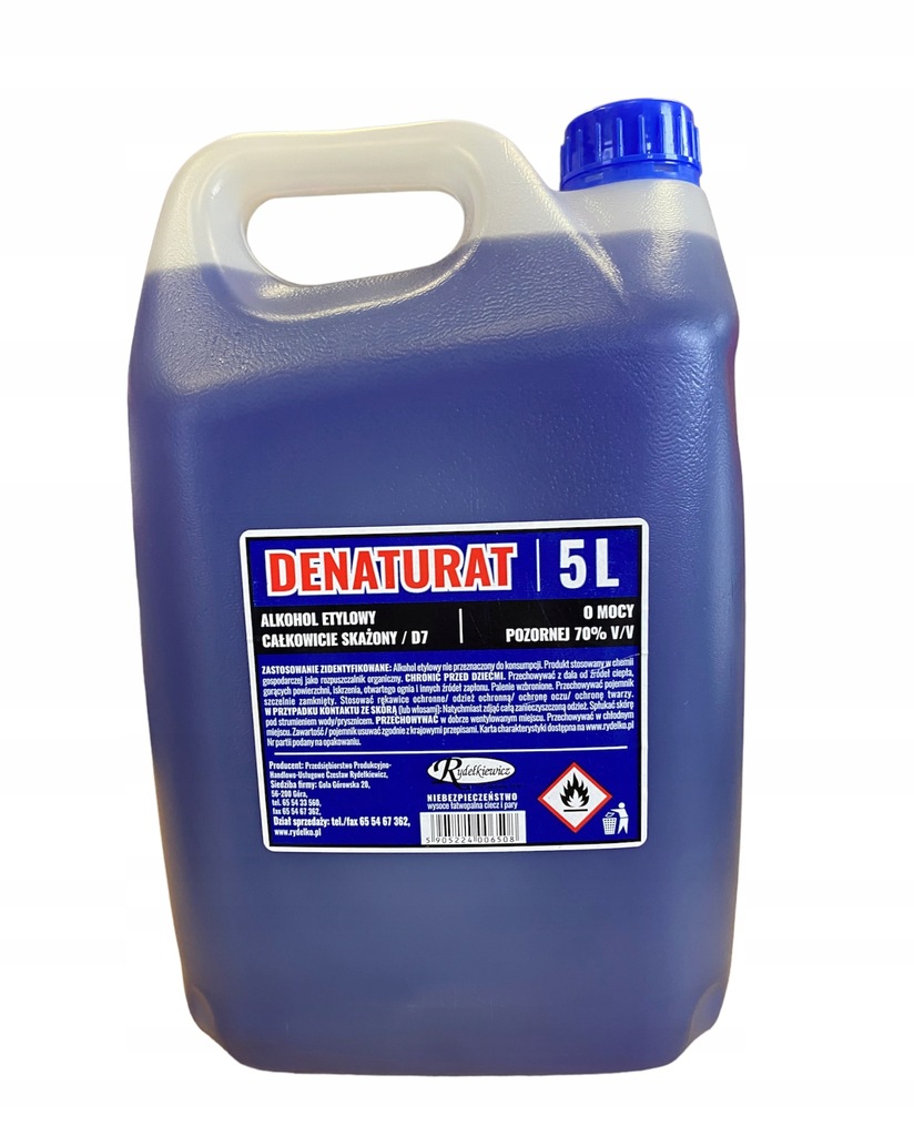 Denaturat 5 l. fioletowy, karnister skażony 70% Denaturat 5 l. fioletowy, karnister skażony 70%