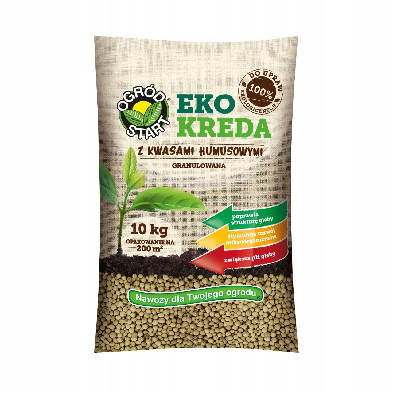 Wapno Eko Kreda, nawóz organiczny, naturalny, Ogród Start granulat 10 kg Wapno Eko Kreda, nawóz organiczny, naturalny, Ogród Start granulat 10 kg