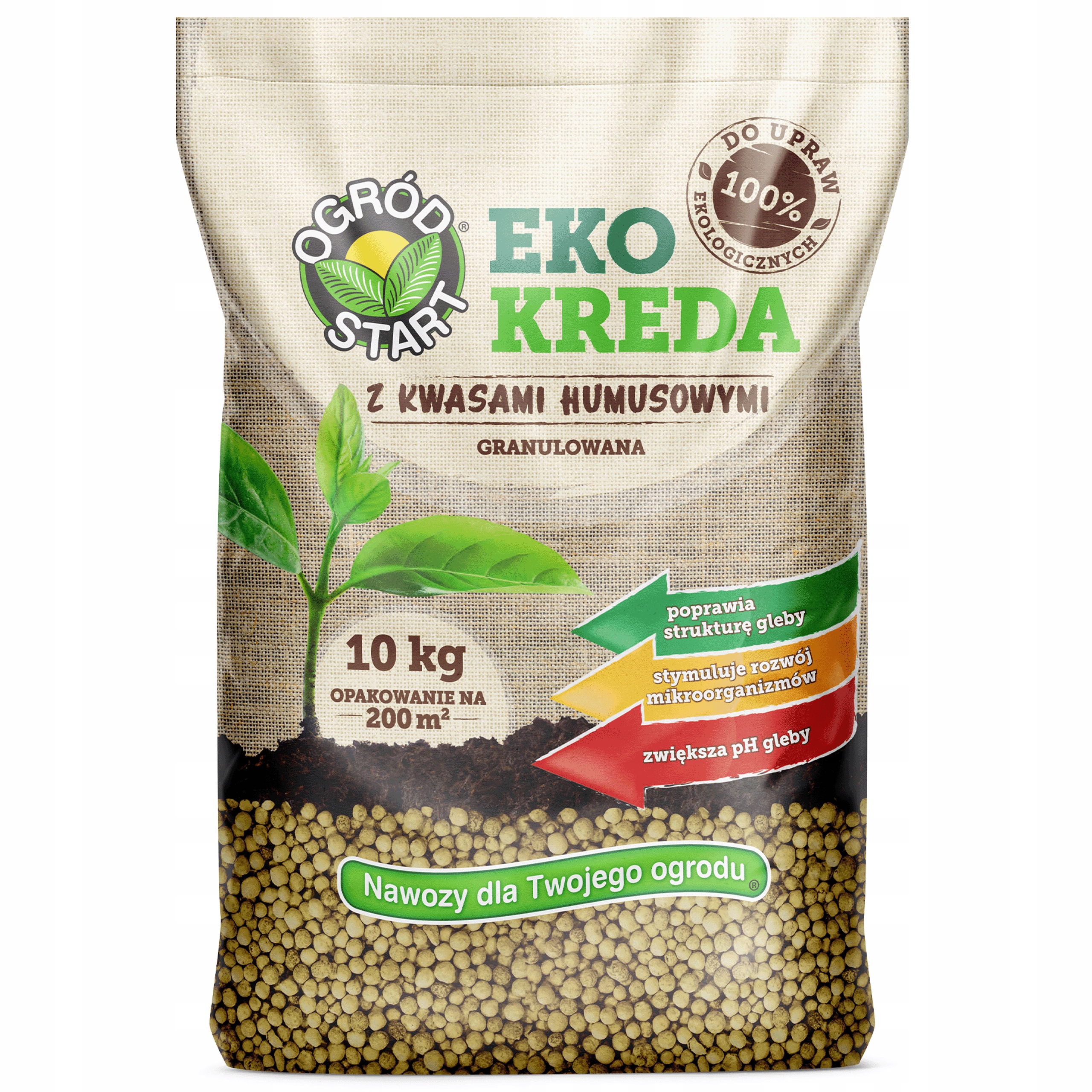 Wapno Eko Kreda, nawóz organiczny, naturalny, Ogród Start granulat 10 kg Wapno Eko Kreda, nawóz organiczny, naturalny, Ogród Start granulat 10 kg