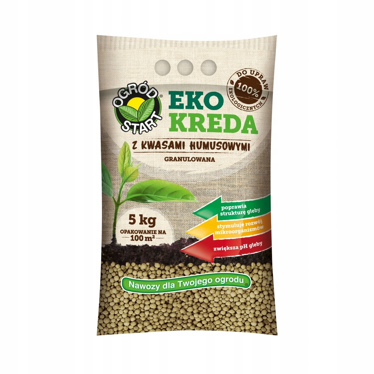 Wapno Eko Kreda, nawóz organiczny, naturalny, Ogród Start granulat 5 kg Wapno Eko Kreda, nawóz organiczny, naturalny, Ogród Start granulat 5 kg