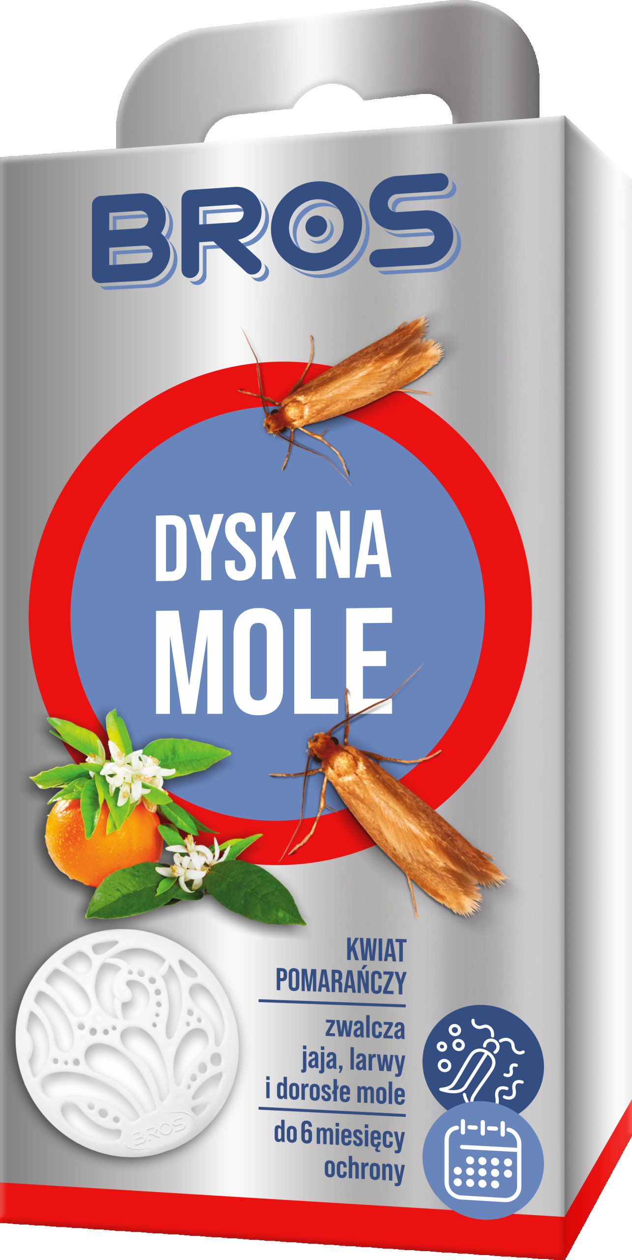 Dysk na mole Bros kwiat pomarańczy, zwalczanie moli odzieżowych Dysk na mole Bros kwiat pomarańczy, zwalczanie moli odzieżowych