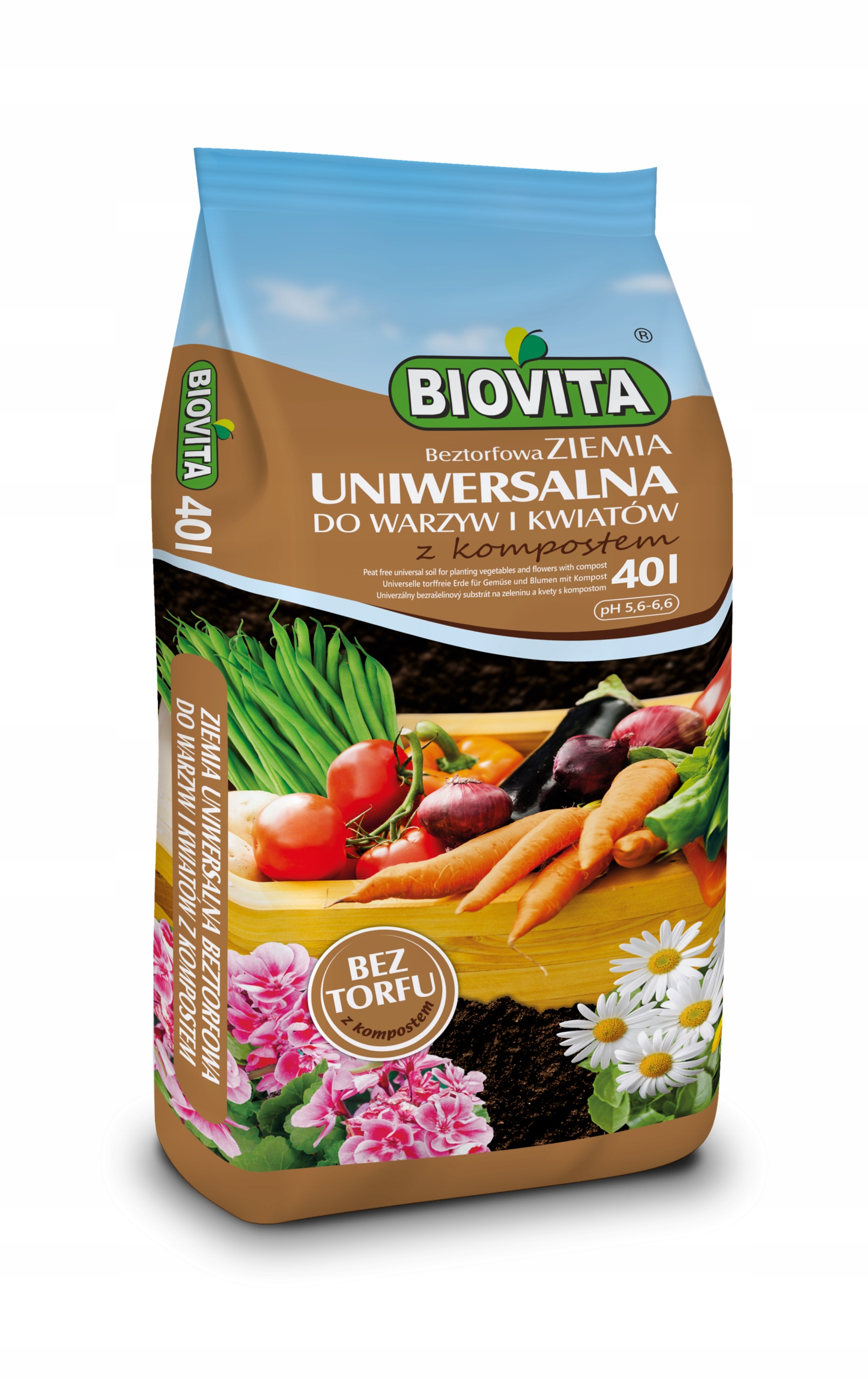 Ziemia uniwersalna beztorfowa 40 l. podłoże z kompostem Biovita Ziemia uniwersalna beztorfowa 40 l. podłoże z kompostem Biovita