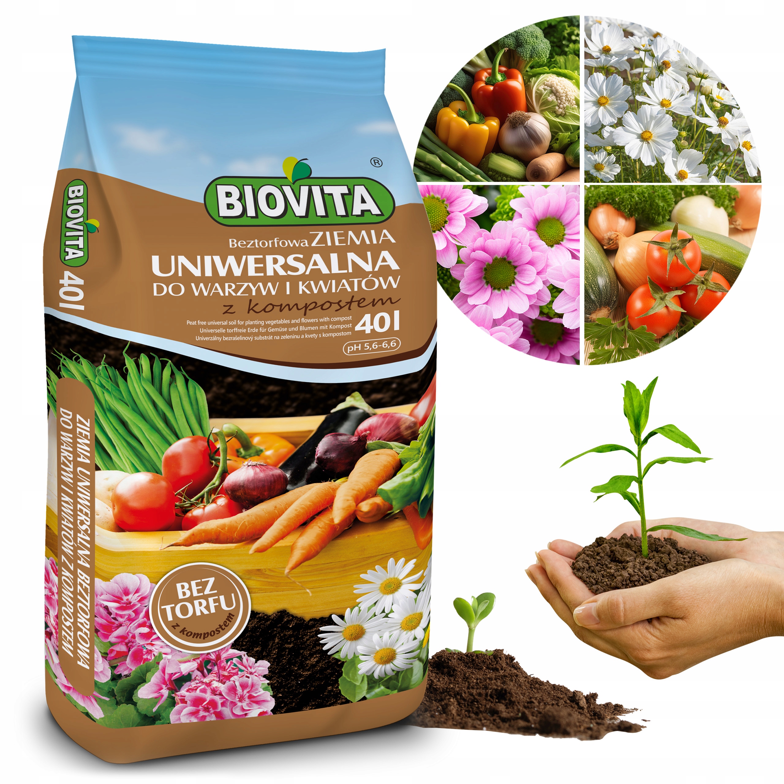 Ziemia uniwersalna beztorfowa 40 l. podłoże z kompostem Biovita Ziemia uniwersalna beztorfowa 40 l. podłoże z kompostem Biovita