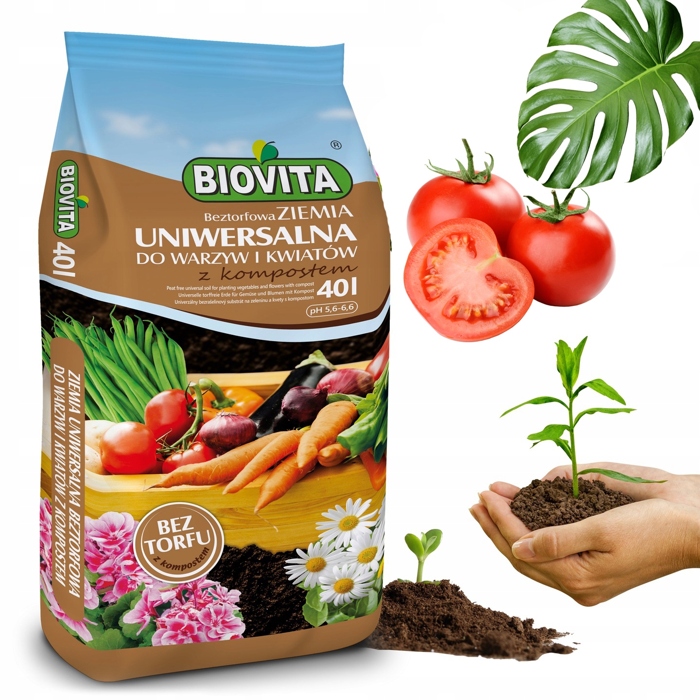 Ziemia uniwersalna beztorfowa 40 l. podłoże z kompostem Biovita Ziemia uniwersalna beztorfowa 40 l. podłoże z kompostem Biovita