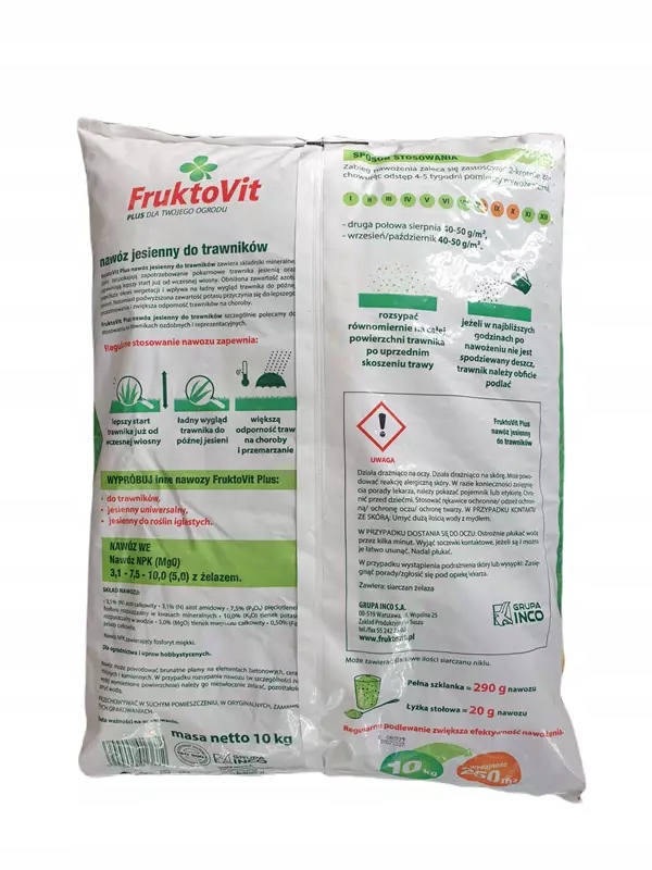 FruktoVit nawóz granulowany JESIENNY do Trawnika 10 kg FruktoVit nawóz granulowany JESIENNY do Trawnika 10 kg