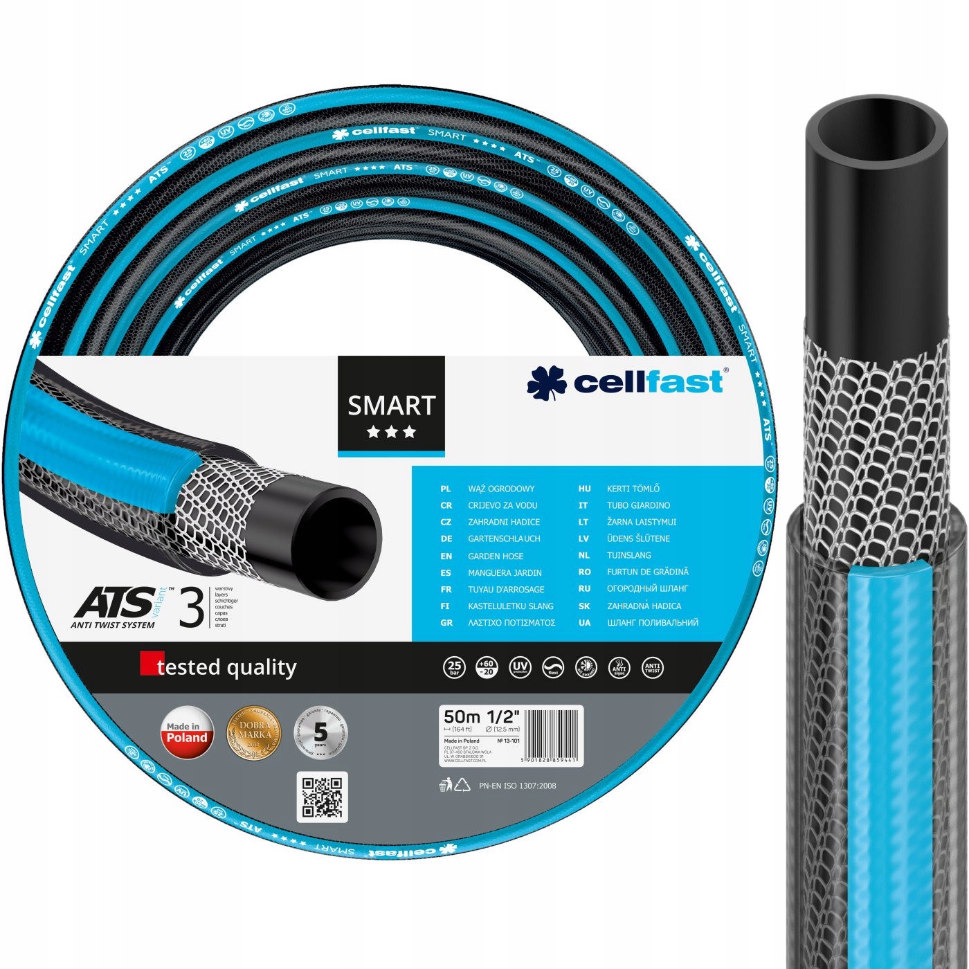 Wąż ogrodowy Cellfast Smart ATS 3/4" 50 m wąż 4-warstwy Wąż ogrodowy Cellfast Smart ATS 3/4" 50 m wąż 4-warstwy
