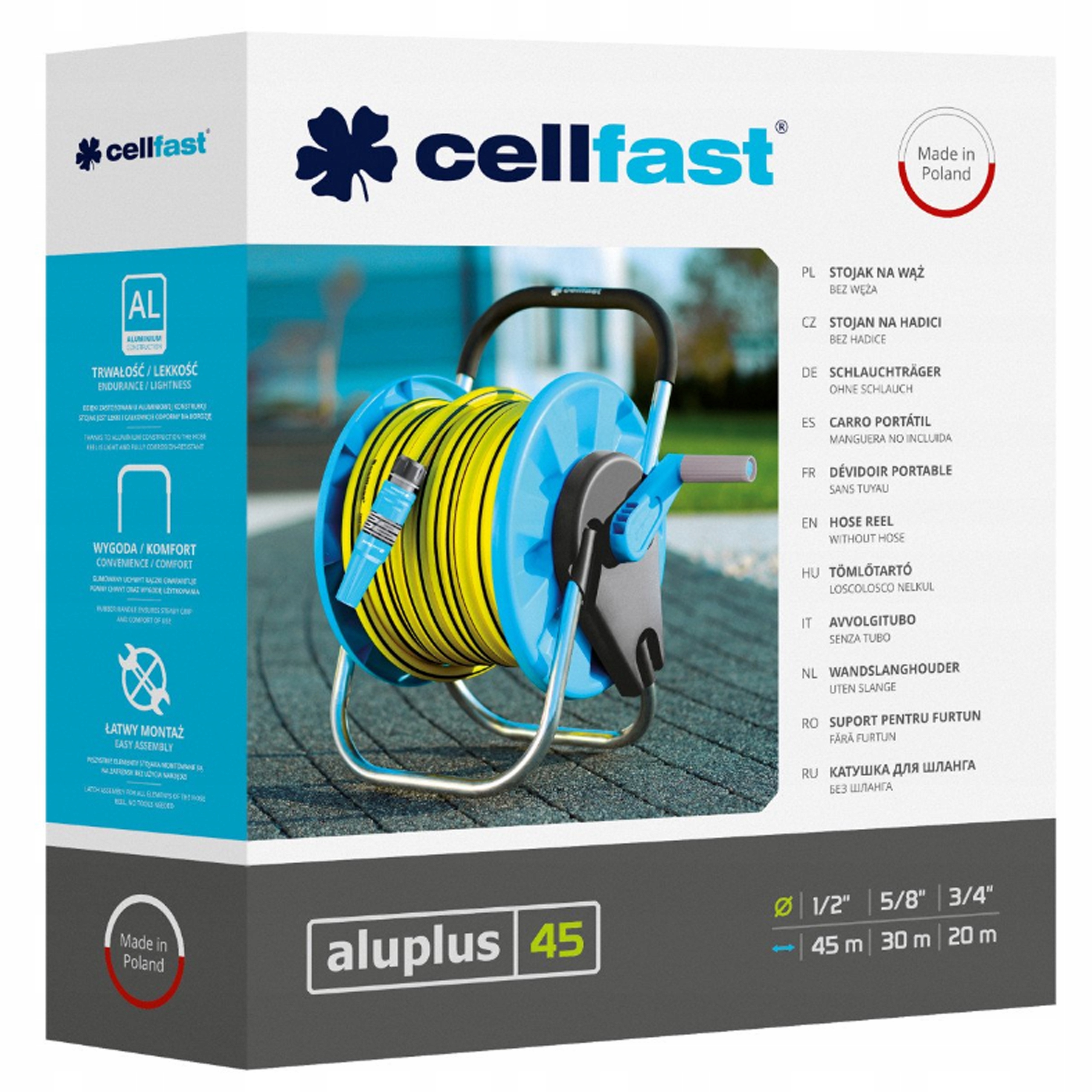 Cellfast Stojak na wózek na wąż 1/2" 45 mb, 55-150 Cellfast Stojak na wózek na wąż 1/2" 45 mb, 55-150