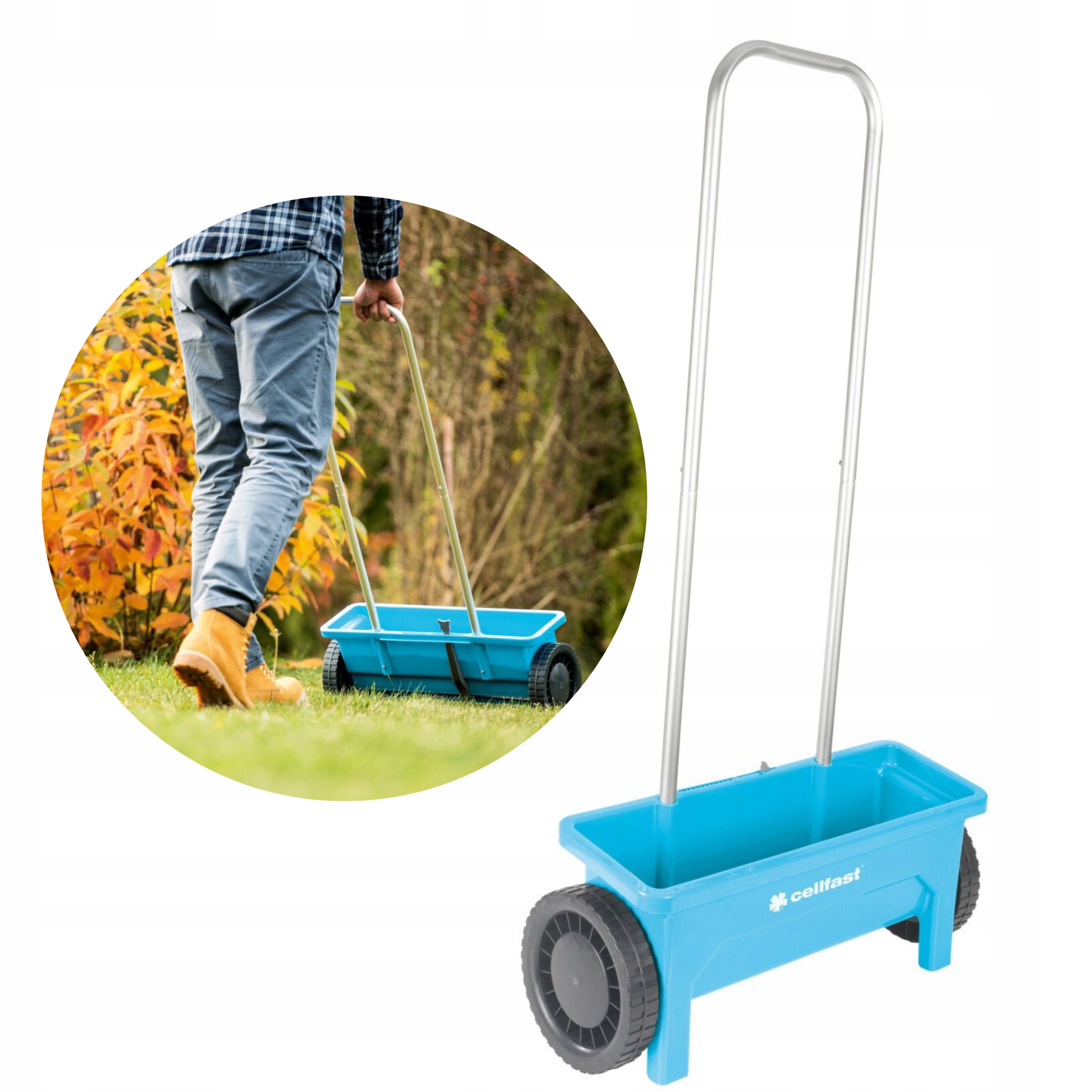 Siewnik ręczny Cellfast 42-205 12 L, 45 cm siewnik ręczny na kołach Siewnik ręczny Cellfast 42-205 12 L, 45 cm siewnik ręczny na kołach