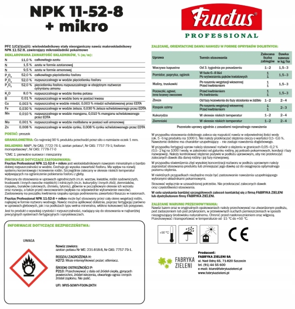 Fructus Proffesional nawóz krystaliczny rozpuszczalny 2,5 kg NPK 11-52-8 Fructus Proffesional nawóz krystaliczny rozpuszczalny 2,5 kg NPK 11-52-8